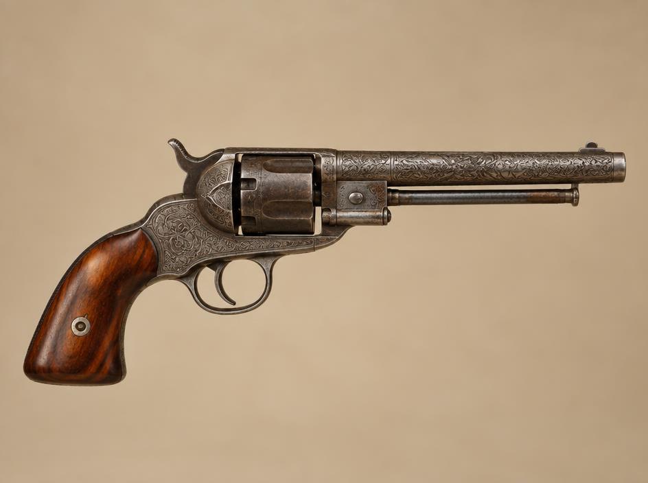 Percussierevolver, geëngraveerd